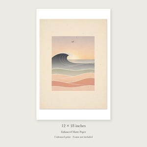 Pastel Morning Swells Nursery unframed 12 by 18 inch print on enhanced matte paper, shown with its white paper border.