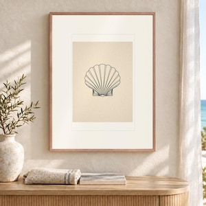 Seashell Line Art Print, Framed or Unframed Minimalist Coastal Poster image 12