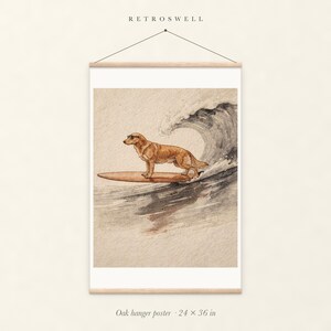Golden Retriever Surfing Art Print, Framed or Unframed Watercolor Style Dog Poster image 5