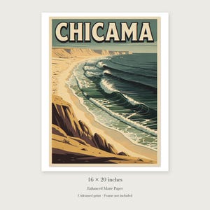 Chicama Peru Surf unframed 16 by 20 inch print on enhanced matte paper, shown with its white paper border.