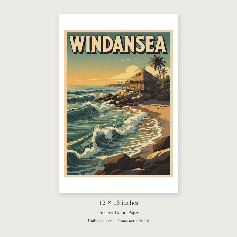 Windansea Surf unframed 12 by 18 inch print on enhanced matte paper, shown with its white paper border.