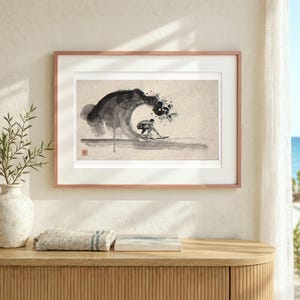 Surfer in the Barrel Xieyi Ink Art Print, Framed or Unframed Chinese Brush Painting, Landscape Wall Art image 12