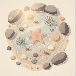 Tide Pool Nursery full artwork and composition, shown flat without a room setting.
