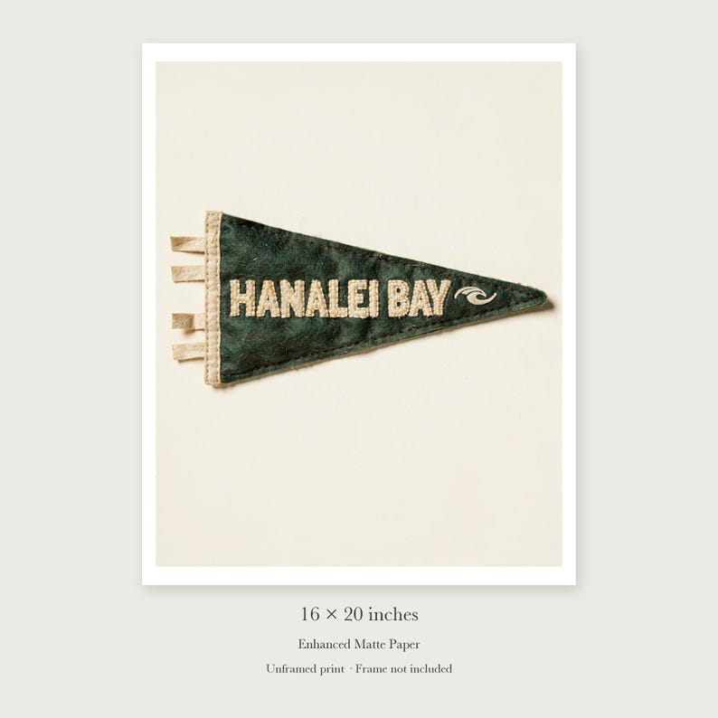 Hanalei Bay Surf Pennant unframed 16 by 20 inch print on enhanced matte paper, shown with its white paper border.