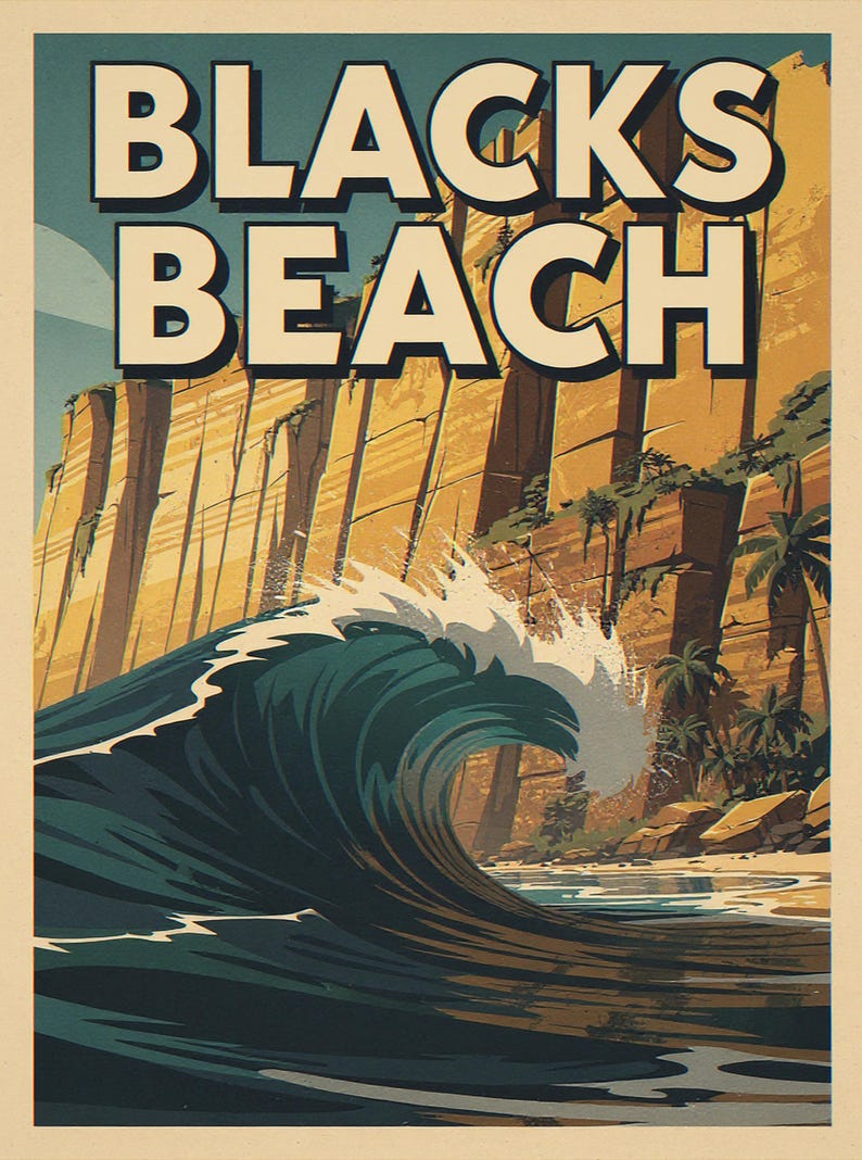 Blacks Beach Surf Poster