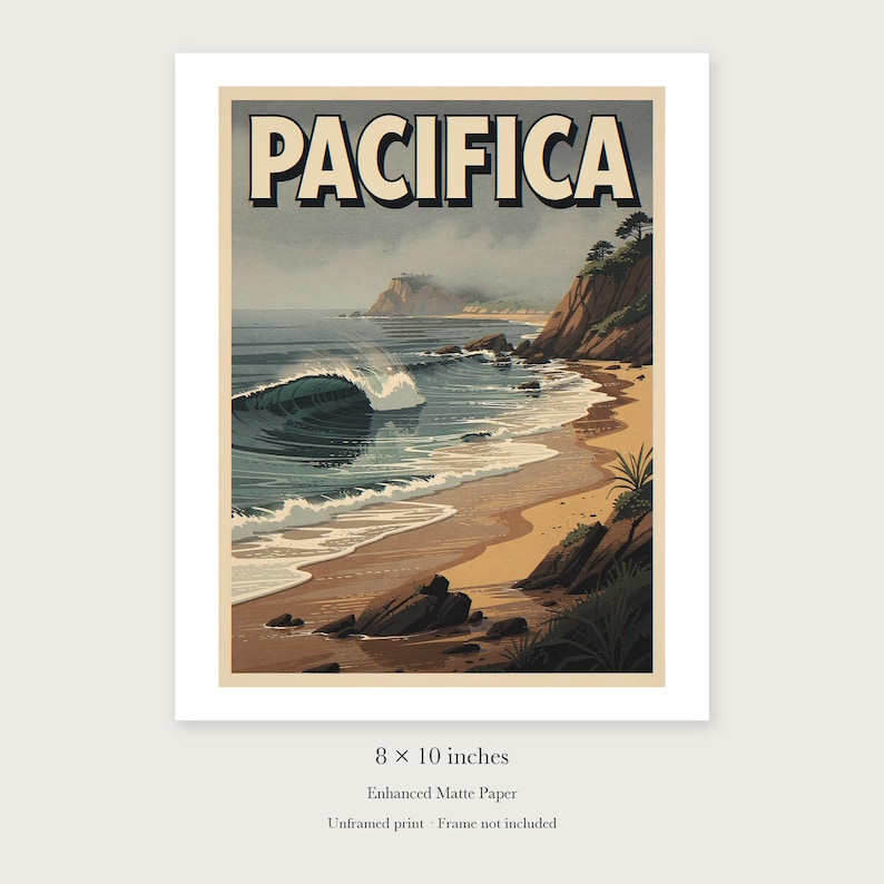 Pacifica Surf unframed 8 by 10 inch print on enhanced matte paper, shown with its white paper border.