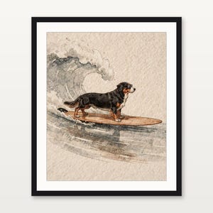 Bernese Mountain Dog Print, Surfing Dog Art, Cute Coastal Nursery Decor, Dog Lover Gift, Printable Wall Art Digital Download image 3