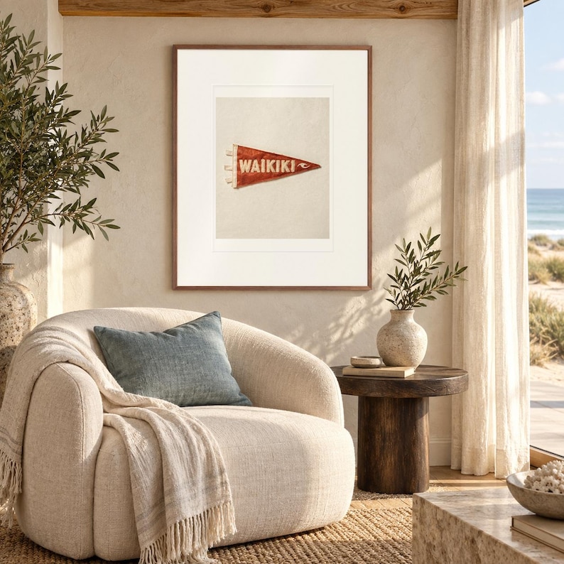 Waikiki, Oahu, Hawaii Surf Pennant Print
