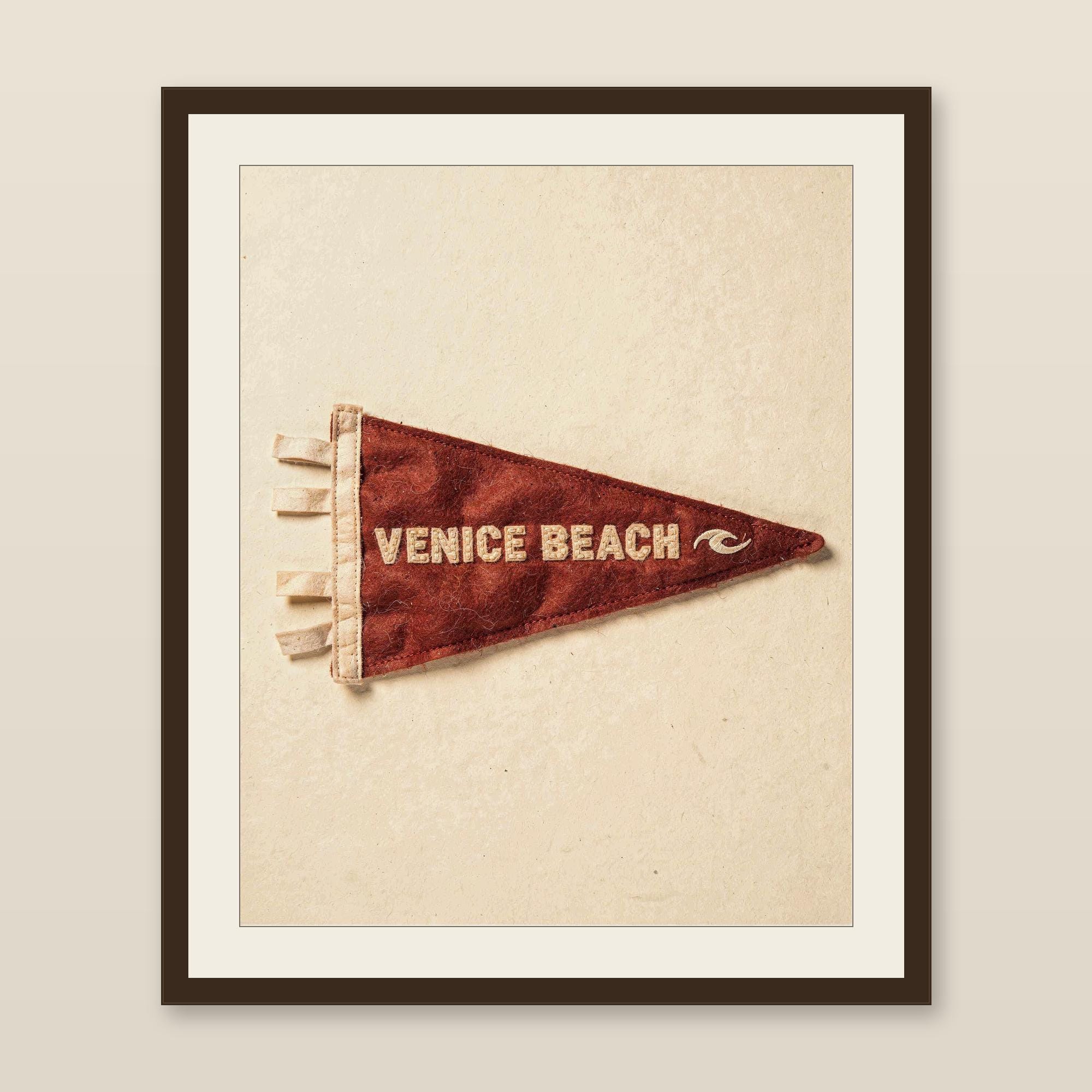 Venice Beach, California Surf Pennant Print | Vintage Felt Pennant Art | Beach House Decor | Retro Surf Wall Art | Printable Digital Downloa