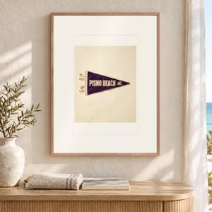 Pismo Beach, California Surf Pennant Art Print, Framed or Unframed Coastal Poster image 2