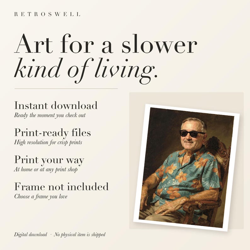 RetroSwell digital download: instant download, print-ready files, print at home or at any print shop. Frame not included.