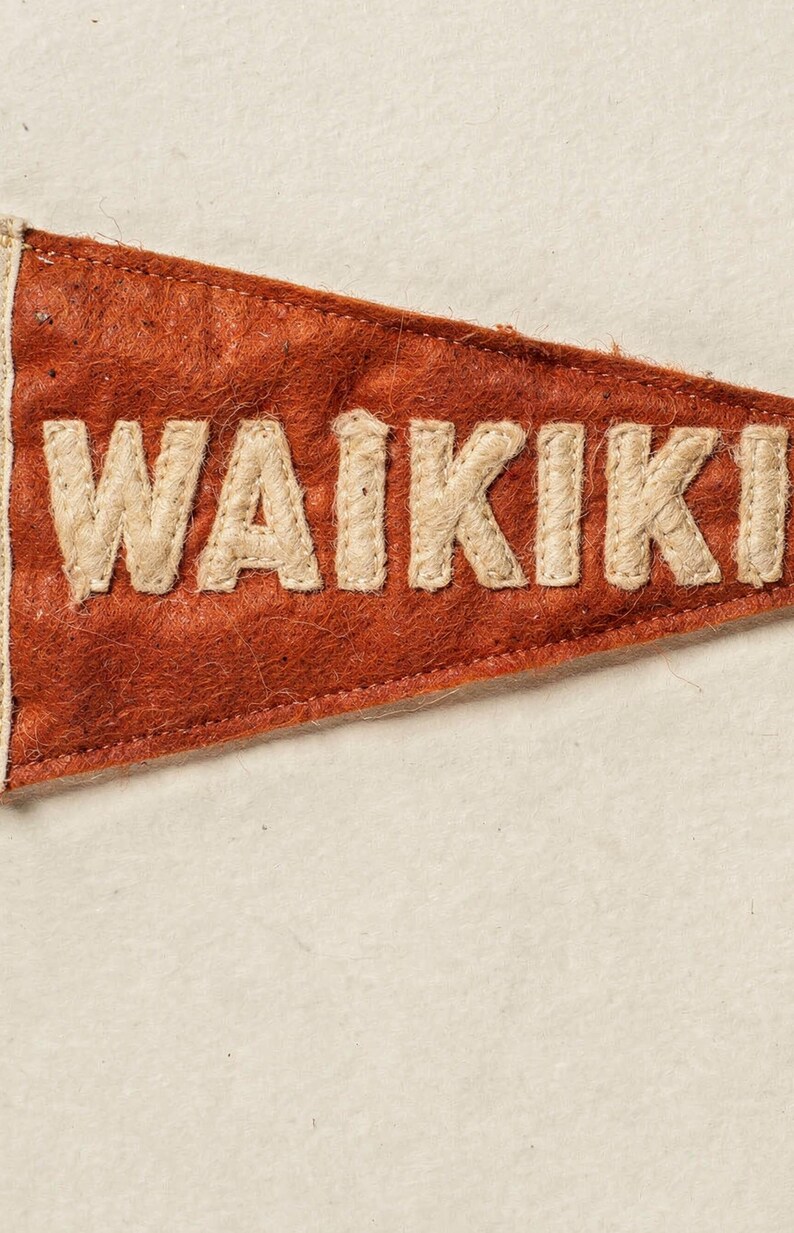 Waikiki, Oahu, Hawaii Surf Pennant Print | Vintage Felt Pennant Art | Beach House Decor | Retro Surf Wall Art | Printable Digital Download image 4