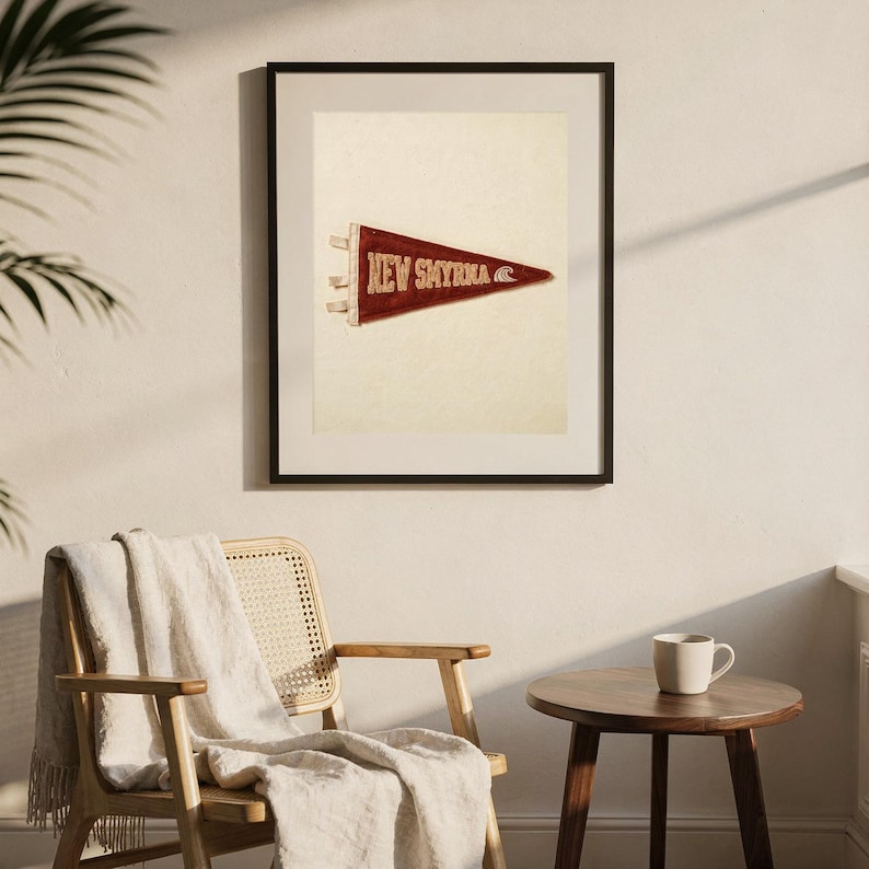 New Smyrna Beach, Florida Surf Pennant Print | Vintage Felt Pennant Art | Beach House Decor | Retro Surf Wall Art | Printable Digital Downlo image 7