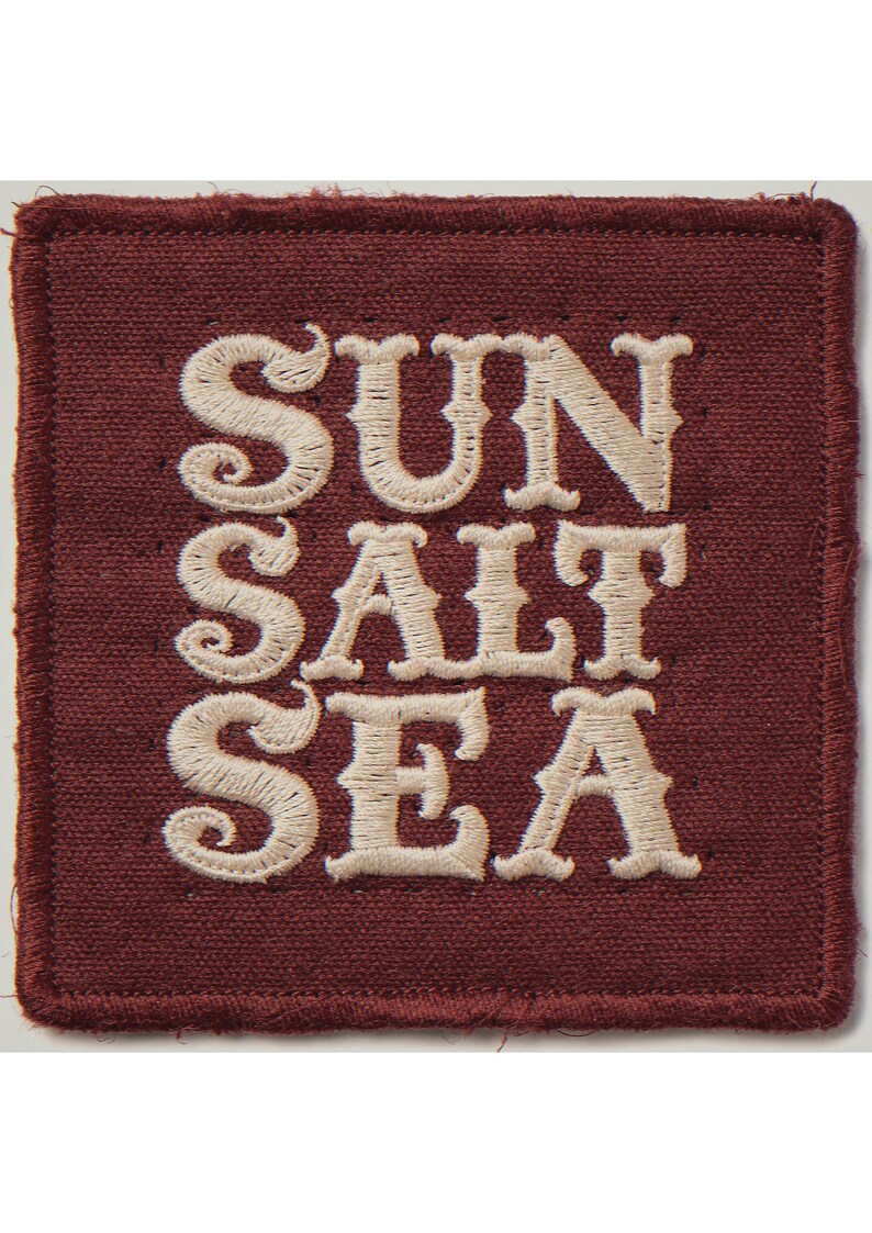 Sun Salt Sea embroidered-style patch unframed printed artwork and full composition with its paper border.