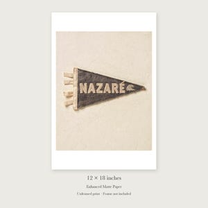 Nazaré Surf Pennant unframed 12 by 18 inch print on enhanced matte paper, shown with its white paper border.
