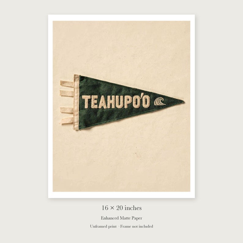 Teahupo'o Surf Pennant unframed 16 by 20 inch print on enhanced matte paper, shown with its white paper border.