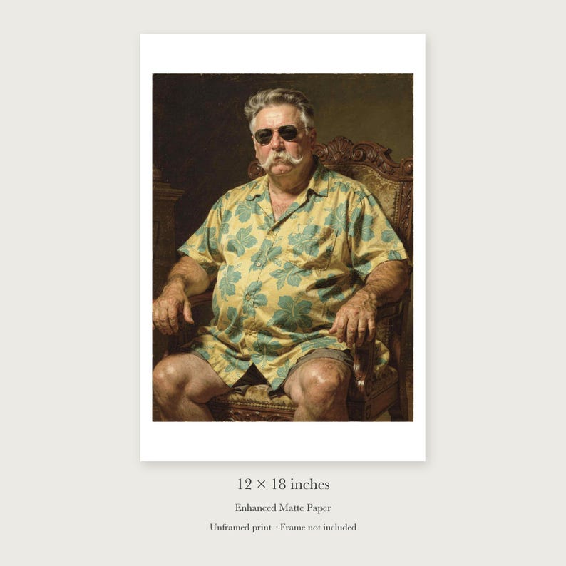 William Howard Taft Surfer unframed 12 by 18 inch print on enhanced matte paper, shown with its white paper border.