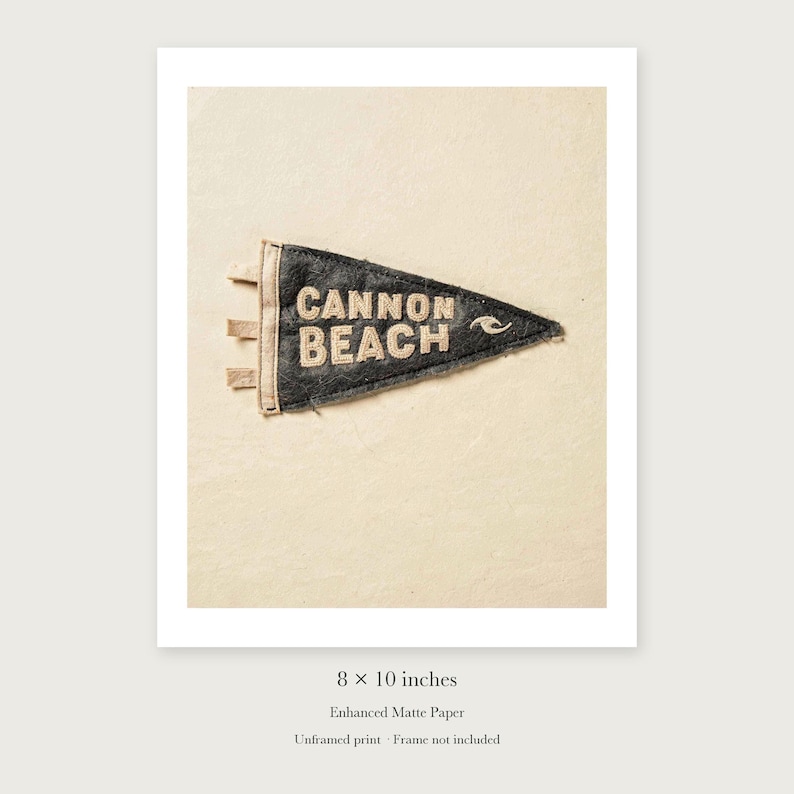 Cannon Beach, Oregon Surf Pennant unframed 8 by 10 inch print on enhanced matte paper, shown with its white paper border.