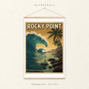 Rocky Point Surf Travel Poster, Framed or Unframed Vintage Style Coastal Print image 5