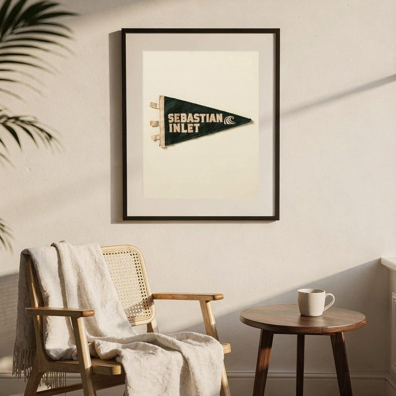 Sebastian Inlet, Florida Surf-Wimpel-Druck | Vintage-Filzwimpel-Kunst | Strandhaus-Dekoration | Retro-Surf-Wandkunst | Druckbarer digitaler Download Bild 7