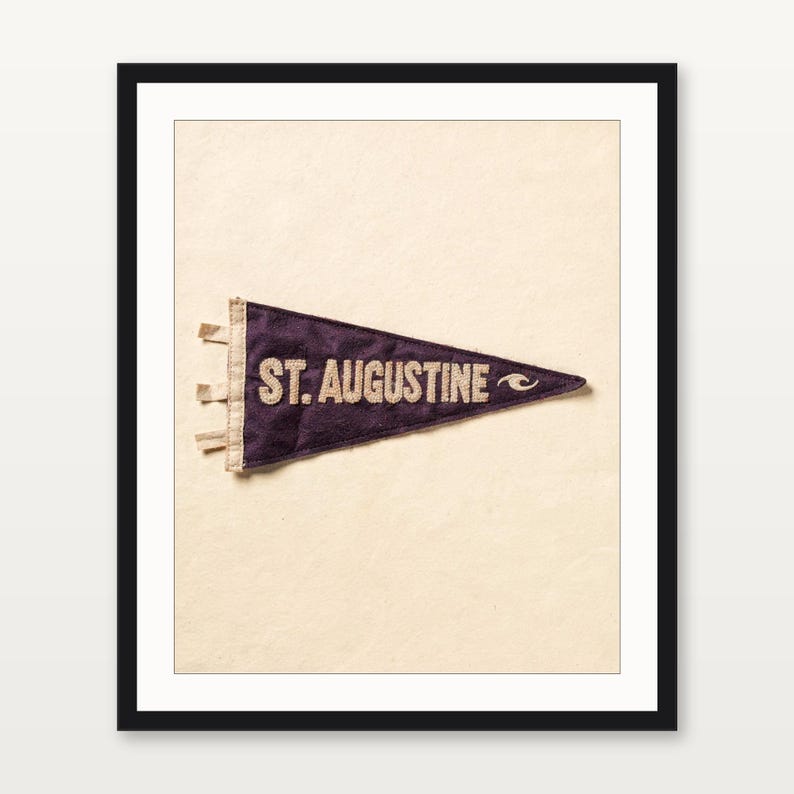 St. Augustine Beach, Florida Surf Pennant Print | Vintage Felt Pennant Art | Beach House Decor | Retro Surf Wall Art | Printable Digital Dow image 2