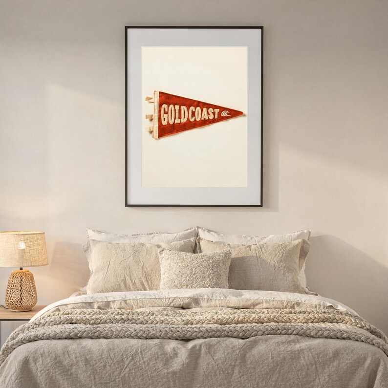 Gold Coast, Queensland, Australia Surf Pennant Print | Vintage Felt Pennant Art | Beach House Decor | Retro Surf Wall Art | Printable Digita image 6