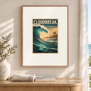 Cloudbreak Surf Reiseposter, gerahmt oder ungerahmt, Vintage-Stil Küstenmotiv Bild 12