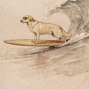 Yellow Labrador Surfing full artwork and composition, shown flat without a room setting.