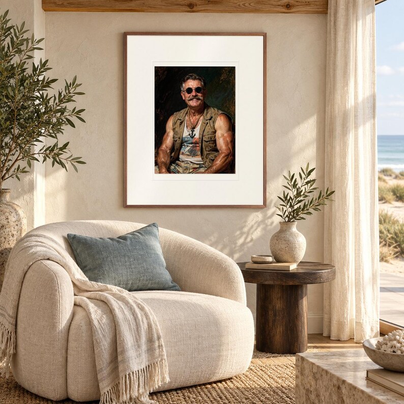 Teddy Roosevelt Surfer Oil Painting