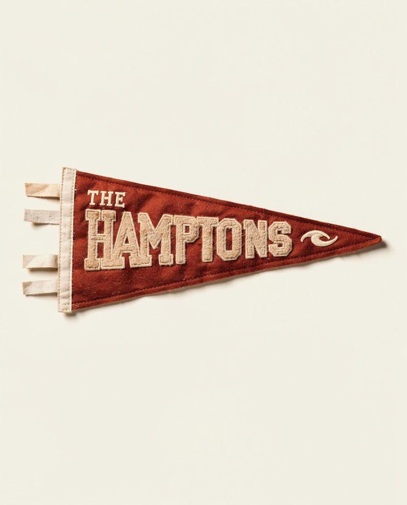 The Hamptons, New York Surf Pennant Print | Vintage Felt Pennant Art | Beach House Decor | Retro Surf Wall Art | Printable Digital Download image 2