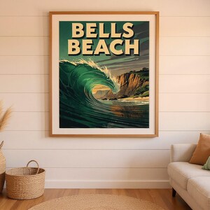 Bells Beach Australia Surf Poster | Vintage Surf Travel Poster | Retro Beach Wall Art | Coastal Decor Printable image 8