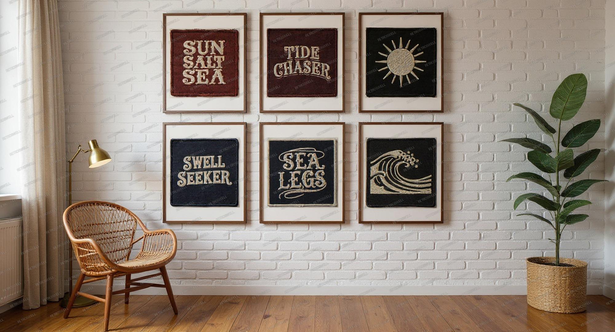 Surf Patch Gallery Wall Bundle - 6 framed art prints on wall