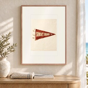 Sunset Beach, Oahu, Hawaii Surf Pennant Art Print, Coastal Poster (Framed or Unframed) image 12