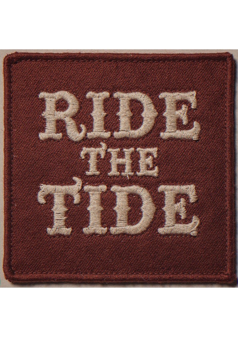Ride the Tide embroidered-style patch unframed printed artwork and full composition with its paper border.