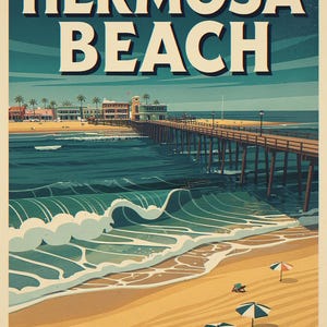 Hermosa Beach Surf full artwork and composition, shown flat without a room setting.