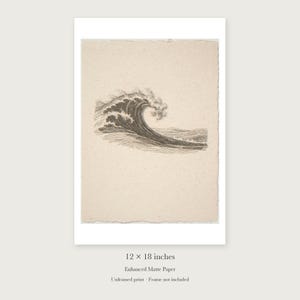 Wave Etching Style unframed 12 by 18 inch print on enhanced matte paper, shown with its white paper border.