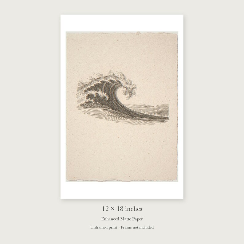 Wave Etching Style unframed 12 by 18 inch print on enhanced matte paper, shown with its white paper border.