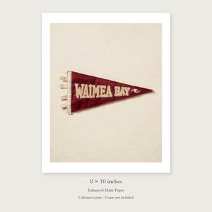 Waimea Bay Surf Pennant unframed 8 by 10 inch print on enhanced matte paper, shown with its white paper border.