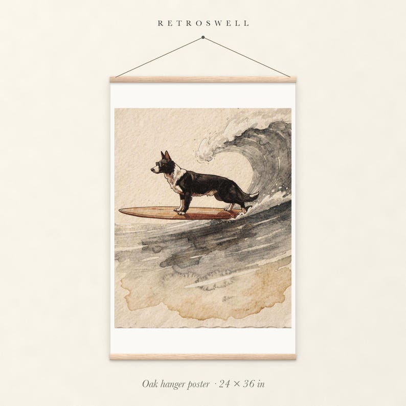Border Collie Surfing Print