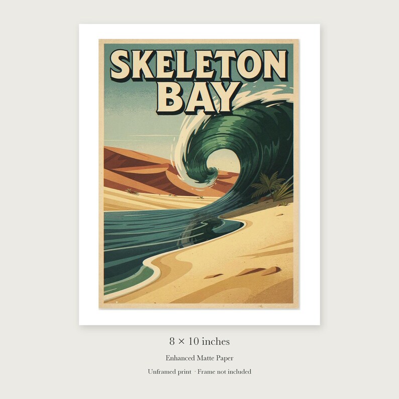 Skeleton Bay Namibia Surf unframed 8 by 10 inch print on enhanced matte paper, shown with its white paper border.