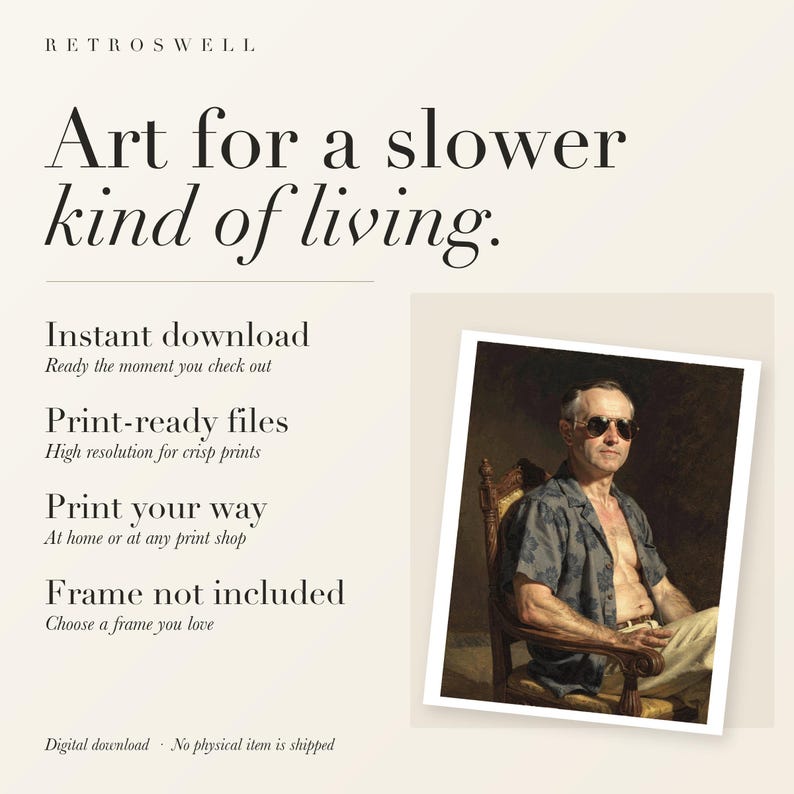 RetroSwell digital download: instant download, print-ready files, print at home or at any print shop. Frame not included.