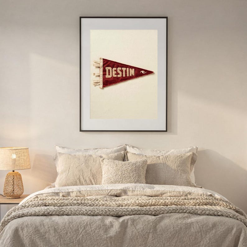 Destin, Florida Surf Pennant Print | Vintage Felt Pennant Art | Beach House Decor | Retro Surf Wall Art | Printable Digital Download image 6
