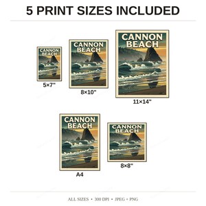 Cannon Beach Oregon Poster - available print sizes: 5x7, 8x10, 11x14, A4, and square