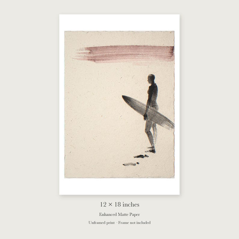 Surfer Ink Style unframed 12 by 18 inch print on enhanced matte paper, shown with its white paper border.
