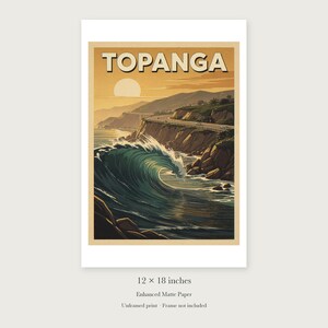 Topanga Surf unframed 12 by 18 inch print on enhanced matte paper, shown with its white paper border.
