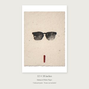 Sunglasses Ink Style unframed 12 by 18 inch print on enhanced matte paper, shown with its white paper border.