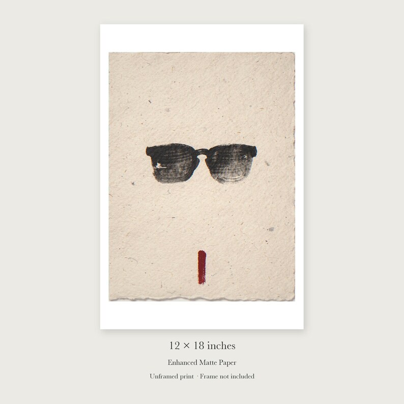 Sunglasses Ink Style unframed 12 by 18 inch print on enhanced matte paper, shown with its white paper border.