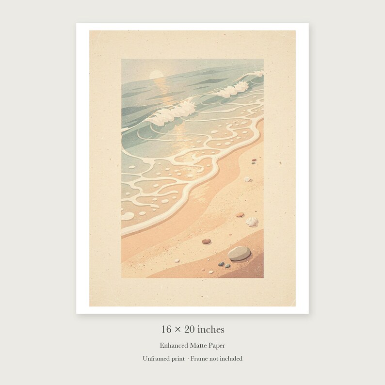 Ocean Waves unframed 16 by 20 inch print on enhanced matte paper, shown with its white paper border.