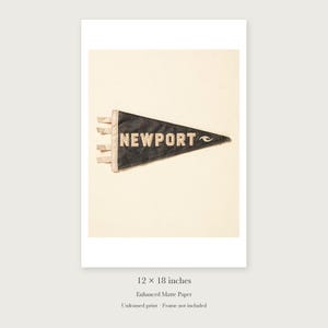 Newport, Rhode Island Surf Pennant unframed 12 by 18 inch print on enhanced matte paper, shown with its white paper border.