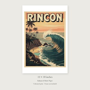 Rincon Surf unframed 12 by 18 inch print on enhanced matte paper, shown with its white paper border.